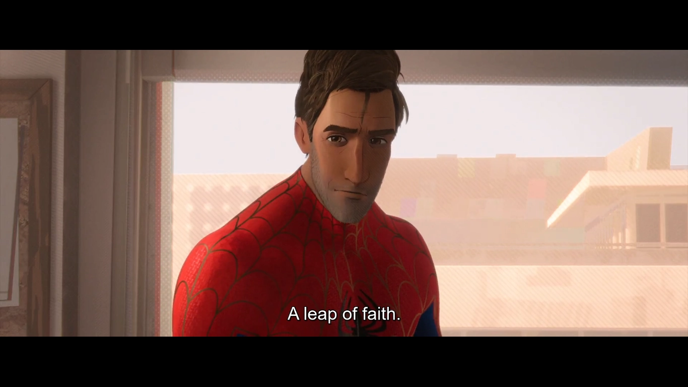 Spider-Man saying 'Leap of Faith'