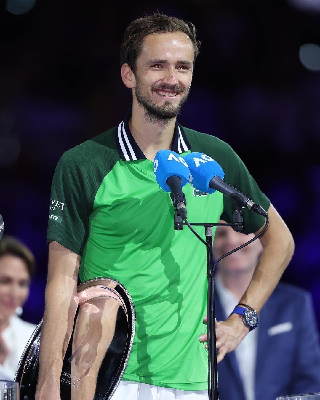 Daniil Medvedev in the post-final ceremony at AO 2024