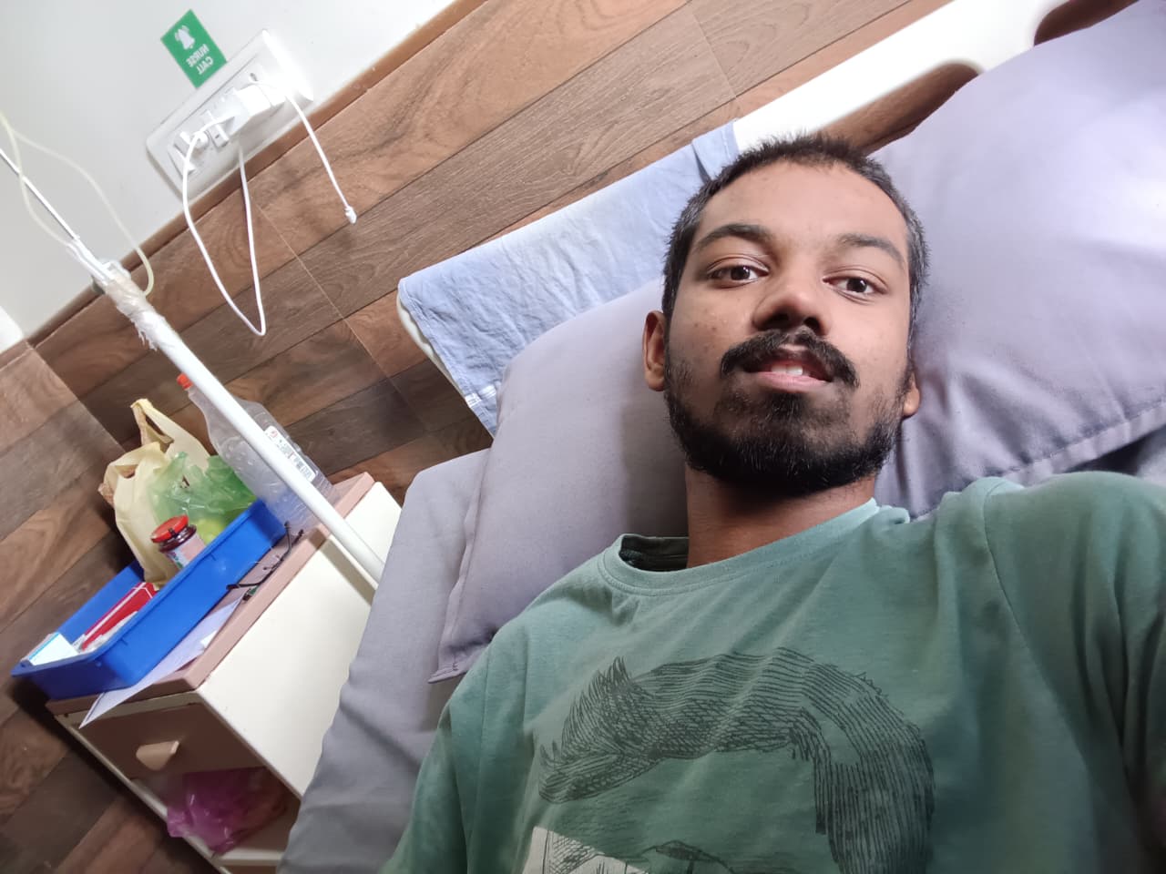 Me in a special observation ward 2 days after initial admission into ICU due to symptoms of dengue fever.