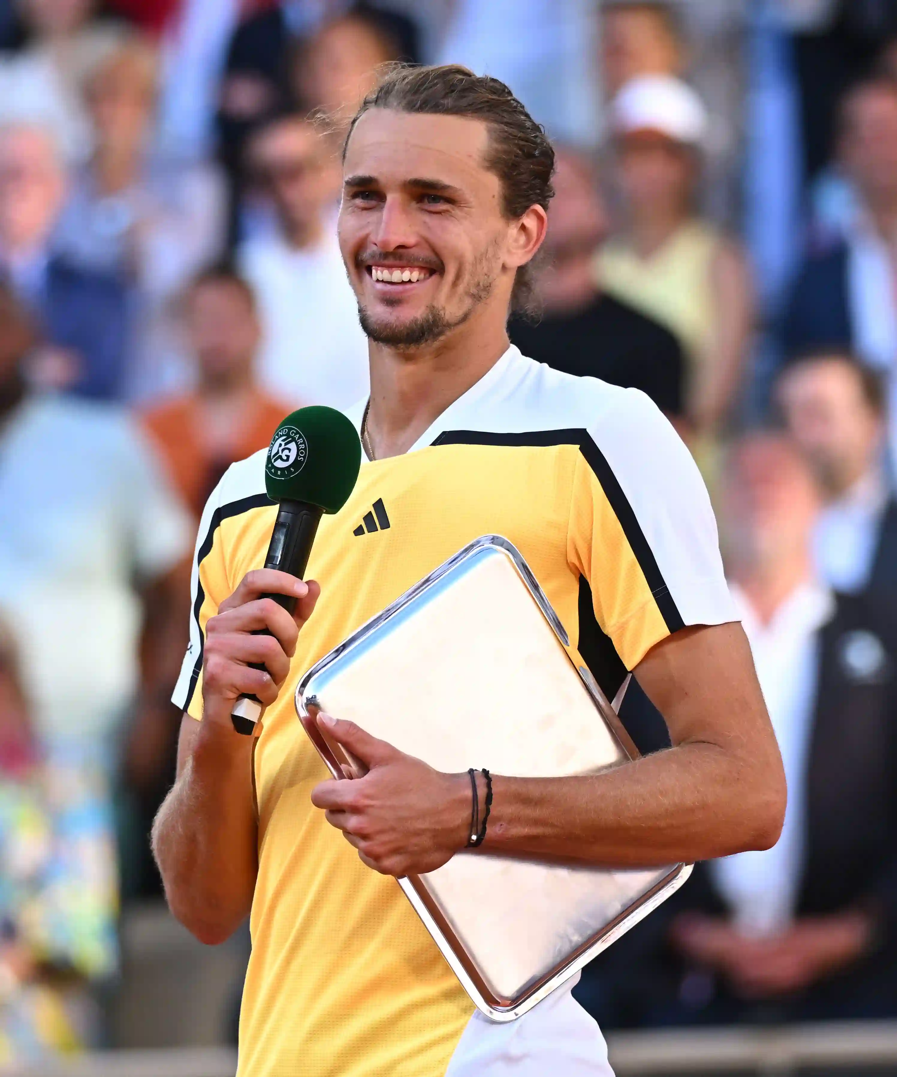 Zverev in the post-final ceremony at the Roland Garros